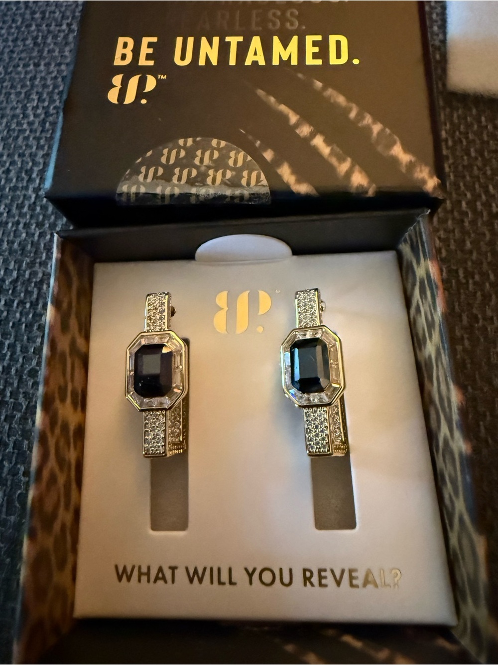 Gold and Black onyx Stone Drop Earrings
